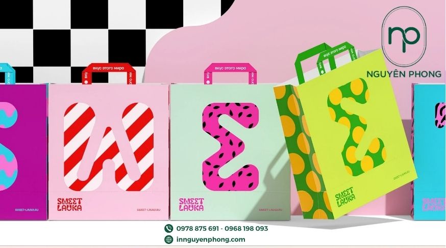 Mẫu túi giấy đựng bánh kẹo đồng bộ 